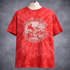 VTG Slovacek’s Sausage Hog Pig Tie-Dye Graphic Shirt XL Humor